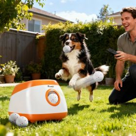 Automatic Dog Ball Launcher with 26-80 FT Distance, Automatic Ball Launcher for Medium and Large Dogs, Orange Automatic Dog Ball Launcher with 26-80 FT Distance, Automatic Ball Launcher for Medium and Large Dogs, Orange